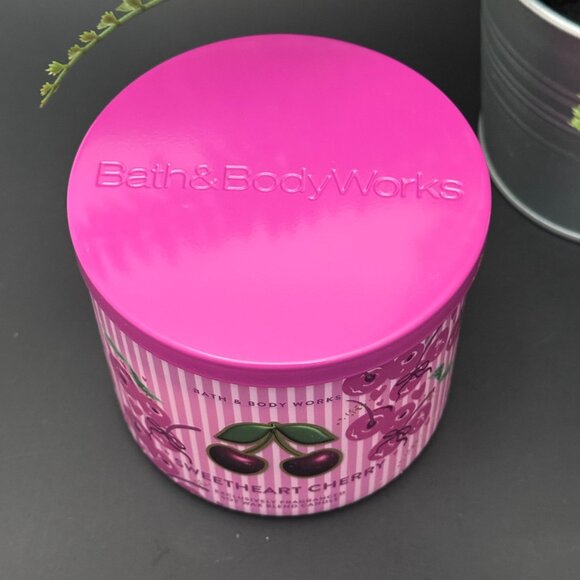 BBW Sweetheart Cherry Bath & Body Works 3 Wick Candle - Picture 5 of 10